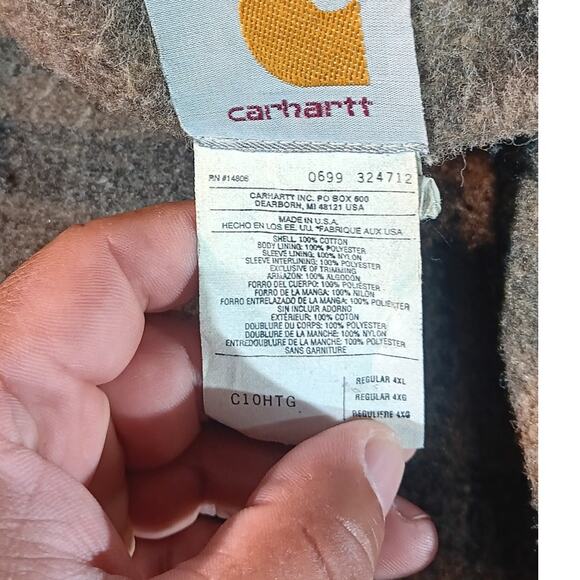 Vintage Carhartt Union Made USA Green Duck Work Jacket 4XL Blanket Lined - Picture 6 of 8